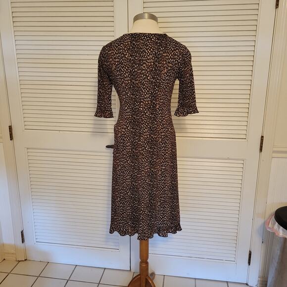 Leopard Print Faux Wrap Midi Dress V Neck New York & Company XS Stretchy - Picture 4 of 7